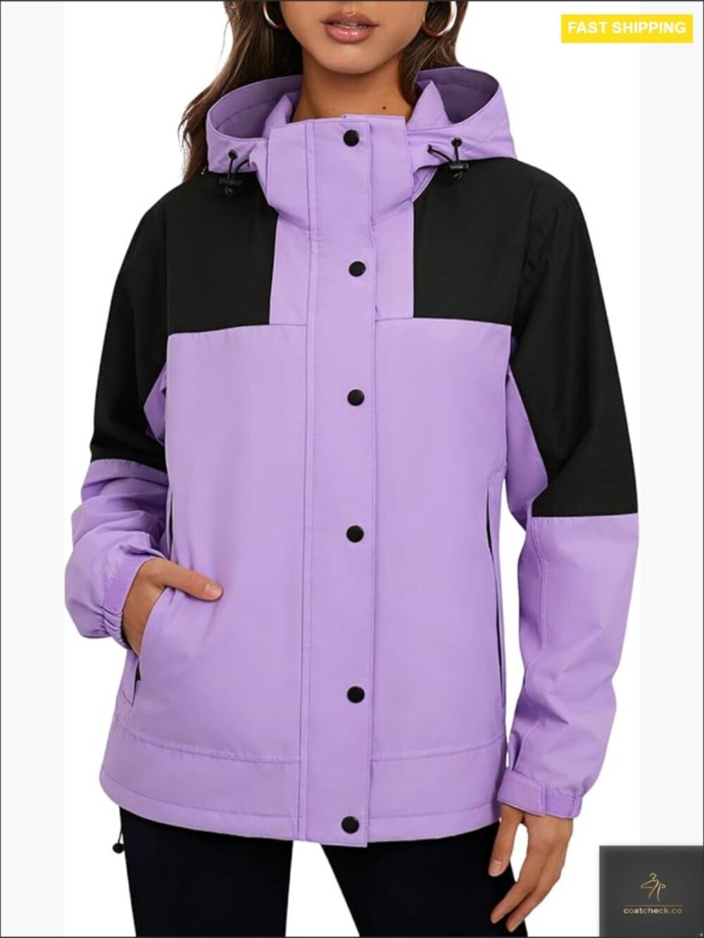 Women's Waterproof Rain Jacket Lightweight Packable Windbreaker Hooded